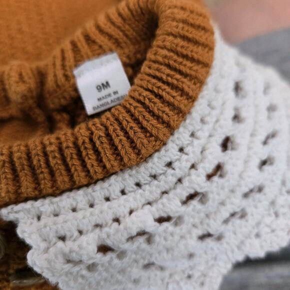 BOUTIQUE BABY‎ CROCHET BUBBLE ROMPER 9MOS- BURNT ORANGE BOHO CUTE TRENDY - Picture 3 of 4